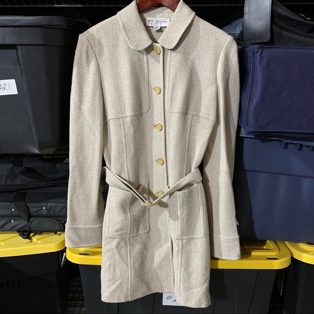 St. John Collection Cream Coat with Belt